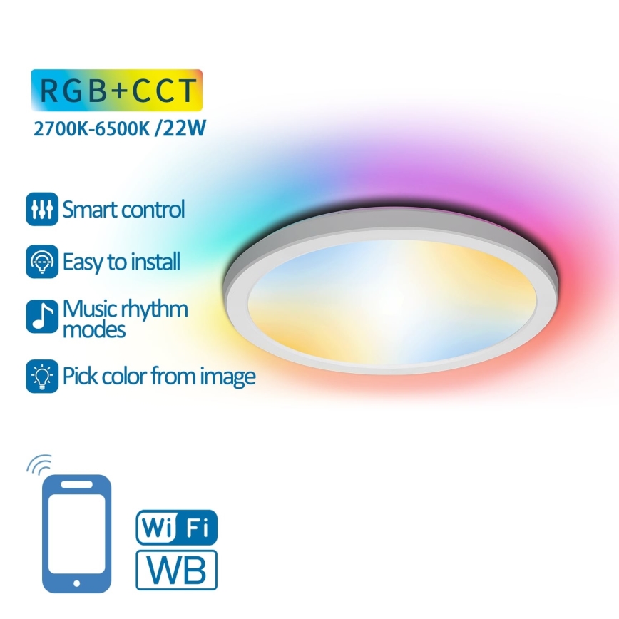 Aigostar - LED RGBW Dimmable φωτιστικό οροφής LED/22W/230V 2700-6500K Wi-Fi