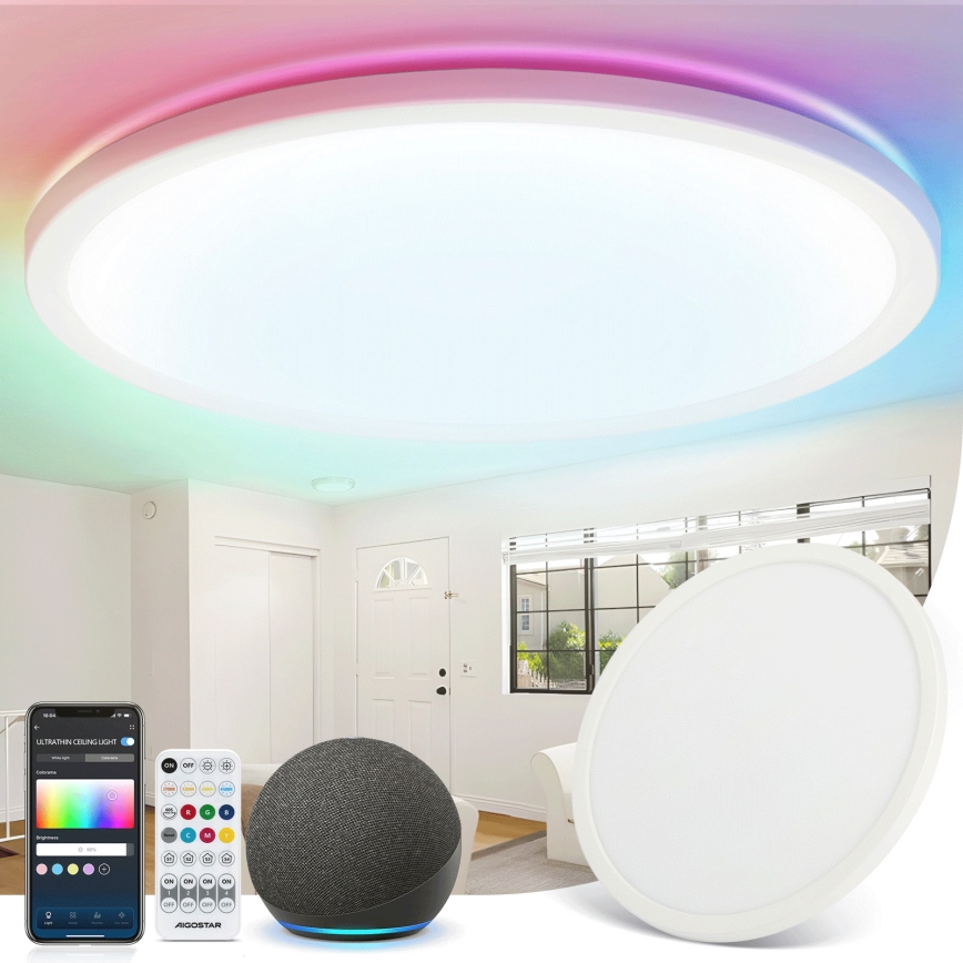 Aigostar - LED RGBW Dimmable φωτιστικό οροφής MESH LED/24W/230V 3000-6500K λευκό + τηλεχειριστήριο