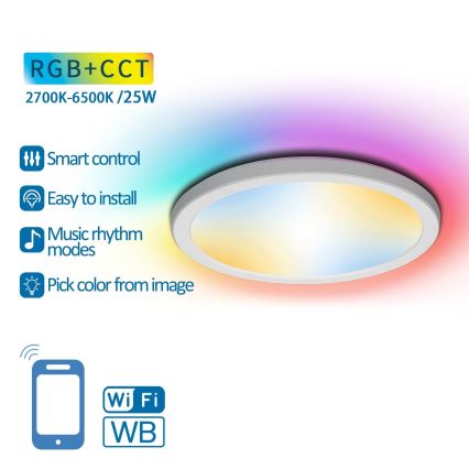 Aigostar - LED RGBW Dimmable φωτιστικό οροφής LED/25W/230V 2700-6500K Wi-Fi