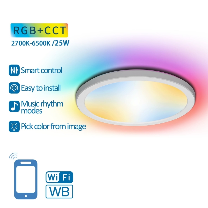 Aigostar - LED RGBW Dimmable φωτιστικό οροφής LED/25W/230V 2700-6500K Wi-Fi