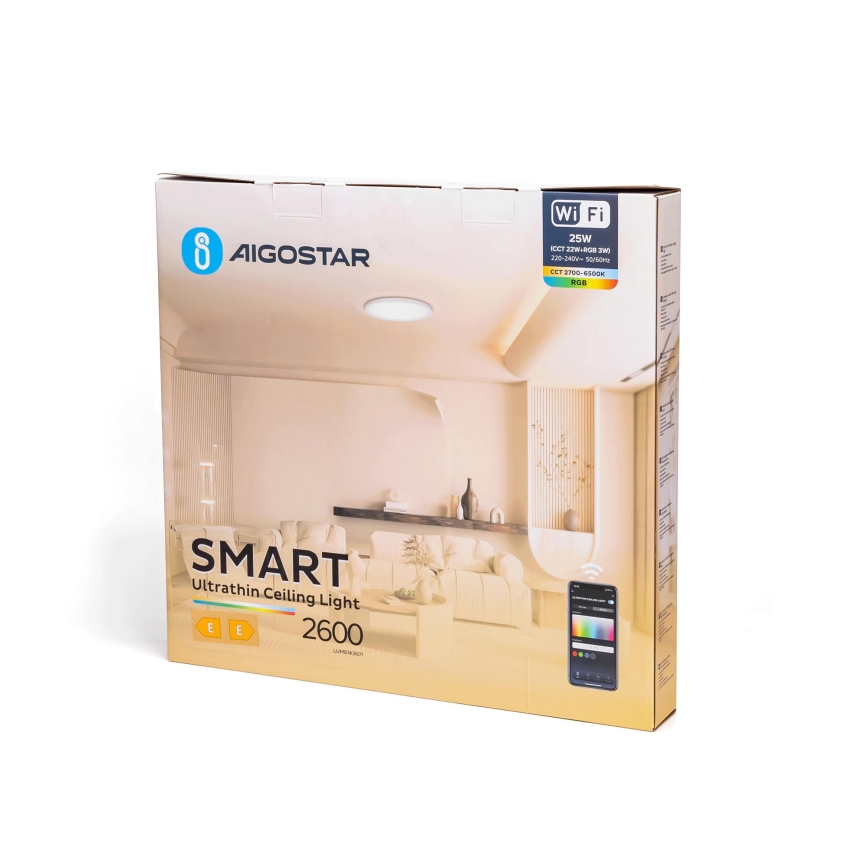 Aigostar - LED RGBW Dimmable φωτιστικό οροφής LED/25W/230V 2700-6500K Wi-Fi