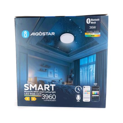 Aigostar - LED RGBW Dimmable φωτιστικό οροφής MESH LED/36W/230V 3000-6500K + τηλεχειριστήριο