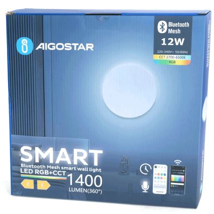 Aigostar - LED RGBW Φωτιστικό τοίχου dimming MESH Smart LED/12W/230V 2700-6500K λευκό + τηλεχειριστήριο
