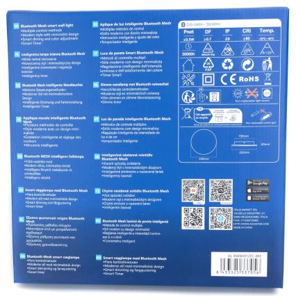 Aigostar - LED RGBW Φωτιστικό τοίχου dimming MESH Smart LED/12W/230V 2700-6500K μαύρο + τηλεχειριστήριο