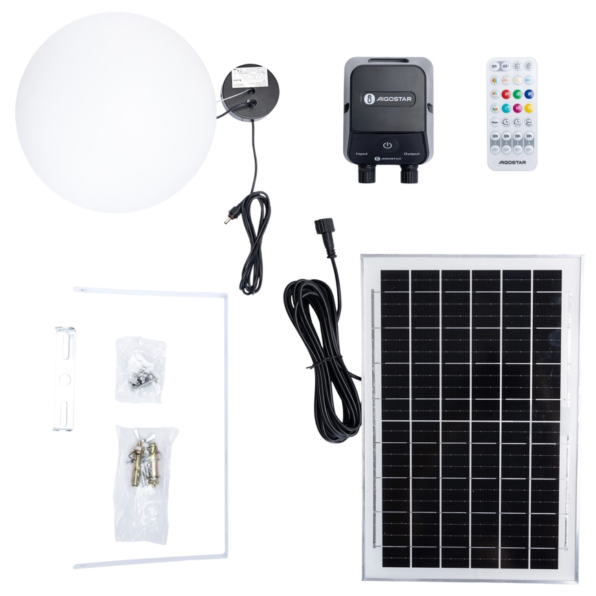 Aigostar - LED RGBW Ρυθμιζόμενο ηλιακό κρεμαστό φωτιστικό MESH LED/5W/3,7V 8000 mAh 2700K-6500K IP65 διάμ. 30 cm