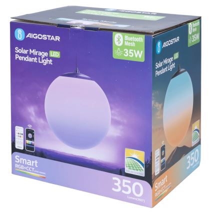Aigostar - LED RGBW Ρυθμιζόμενο ηλιακό κρεμαστό φωτιστικό MESH LED/5W/3,7V 8000 mAh 2700K-6500K IP65 διάμ. 30 cm