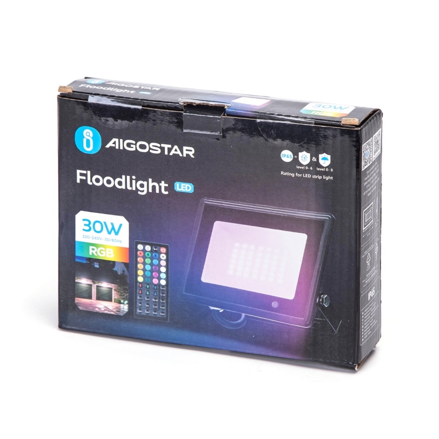Aigostar - Ρυθμιζόμενος προβολέας LED RGBW/30W/230V IP65 + τηλεχειριστήριο