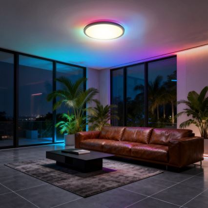 Aigostar - Ρυθμιζόμενο φωτιστικό οροφής LED RGBW MESH 24W/230V 3000-6500K μαύρο + τηλεχειριστήριο