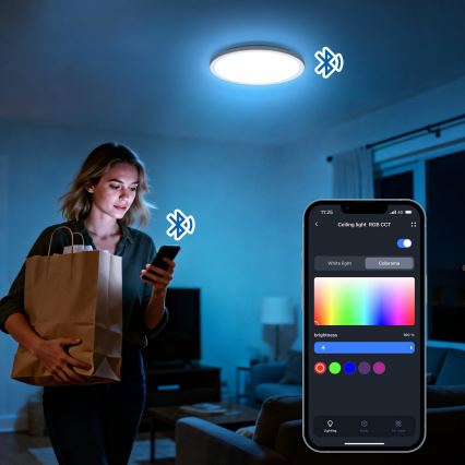 Aigostar - LED RGBW Ρυθμιζόμενο φωτιστικό οροφής MESH LED/36W/230V 3000-6500K μαύρο + τηλεχειριστήριο