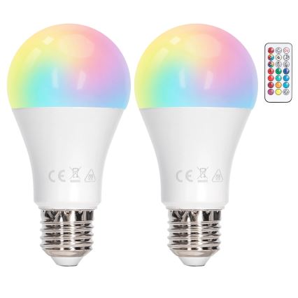 Aigostar - LED RGBW ρυθμιζόμενη λάμπα A60 E27/8W/230V 3000K + τηλεχειριστήριο