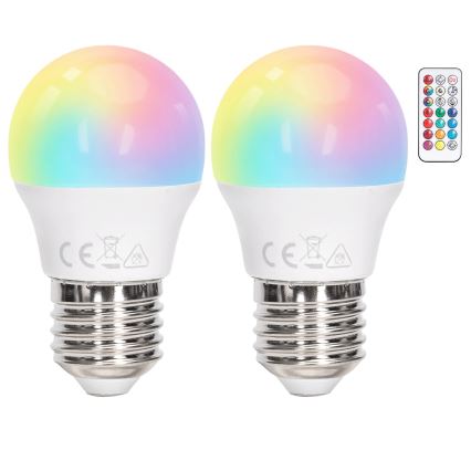 Aigostar - LED RGBW ρυθμιζόμενη λάμπα G45 E27/6W/230V 3000K + τηλεχειριστήριο