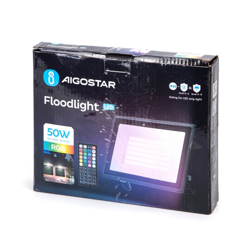 Aigostar - LED RGBW Ρυθμιζόμενος προβολέας LED/50W/230V IP65 + τηλεχειριστήριο