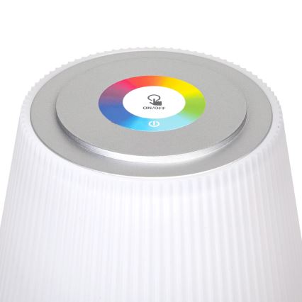 Aigostar - LED RGBW Dimmable επαναφορτιζόμενο επιτραπέζιο φωτιστικό εξωτερικού χώρου LED/4W/5V 3600mAh λευκό/ματ χρώμιο IP54