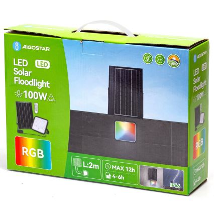 Aigostar - LED RGBW Ηλιακός προβολέας Dimmable LED/100W/3,4V IP66 + τηλεχειριστήριο