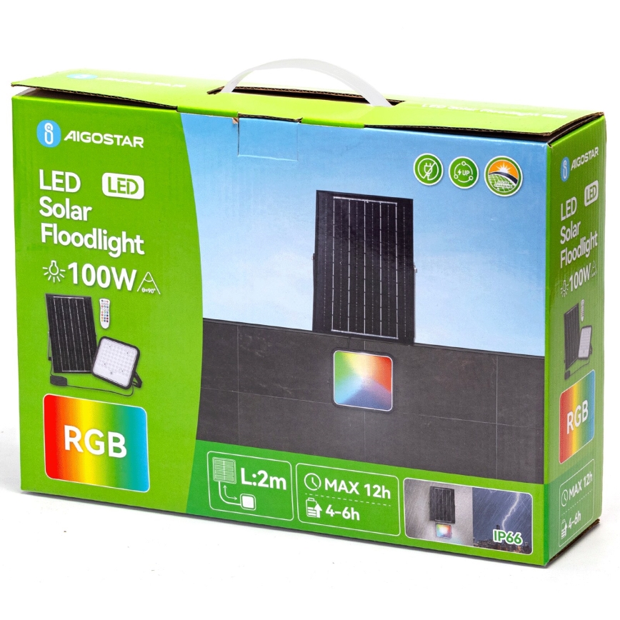 Aigostar - LED RGBW Ηλιακός προβολέας Dimmable LED/100W/3,4V IP66 + τηλεχειριστήριο