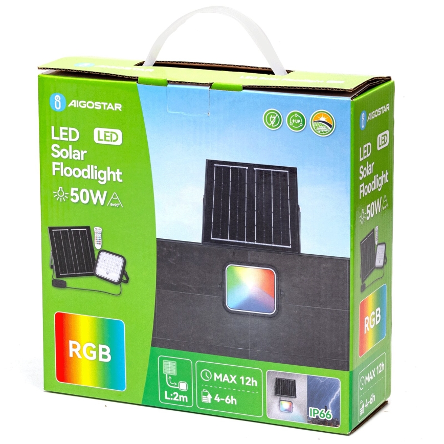 Aigostar - LED RGBW Ηλιακός προβολέας Dimmable LED/50W/3,4V IP66 + τηλεχειριστήριο