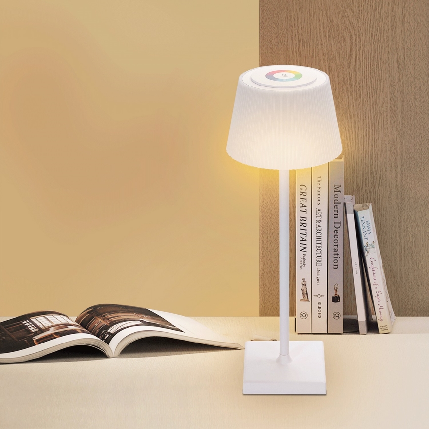 Aigostar - Επιτραπέζιο φωτιστικό LED RGBW dimmable εξωτερικού χώρου επαναφορτιζόμενο LED/4W/5V 3600mAh λευκό IP54