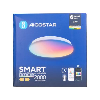 Aigostar - LED RGBW Φωτιστικό οροφής μπάνιου dimming MESH Smart LED/18W/230V 3000-6500K IP44 + τηλεχειριστήριο