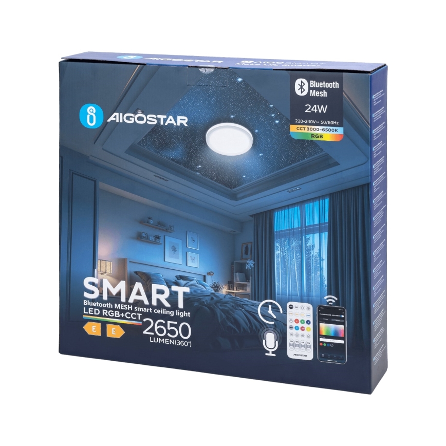 Aigostar - LED RGBW Φωτιστικό οροφής μπάνιου dimming MESH Smart LED/24W/230V 3000-6500K IP44 + τηλεχειριστήριο