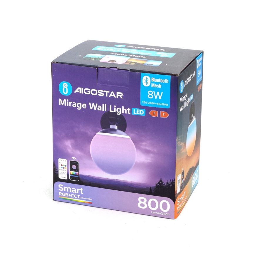 Aigostar - LED RGBW Φωτιστικό τοίχου dimming MESH Smart LED/8W/230V + τηλεχειριστήριο