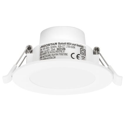 Aigostar - LED RGBW Χωνευτό φωτιστικό οροφής μπάνιου dimmimg MESH Smart LED/3W/230V 2700-6500K IP44