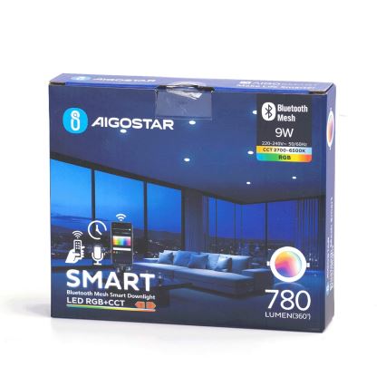 Aigostar - LED RGBW Χωνευτό φωτιστικό οροφής μπάνιου dimmimg MESH Smart LED/9W/230V 2700-6500K IP44