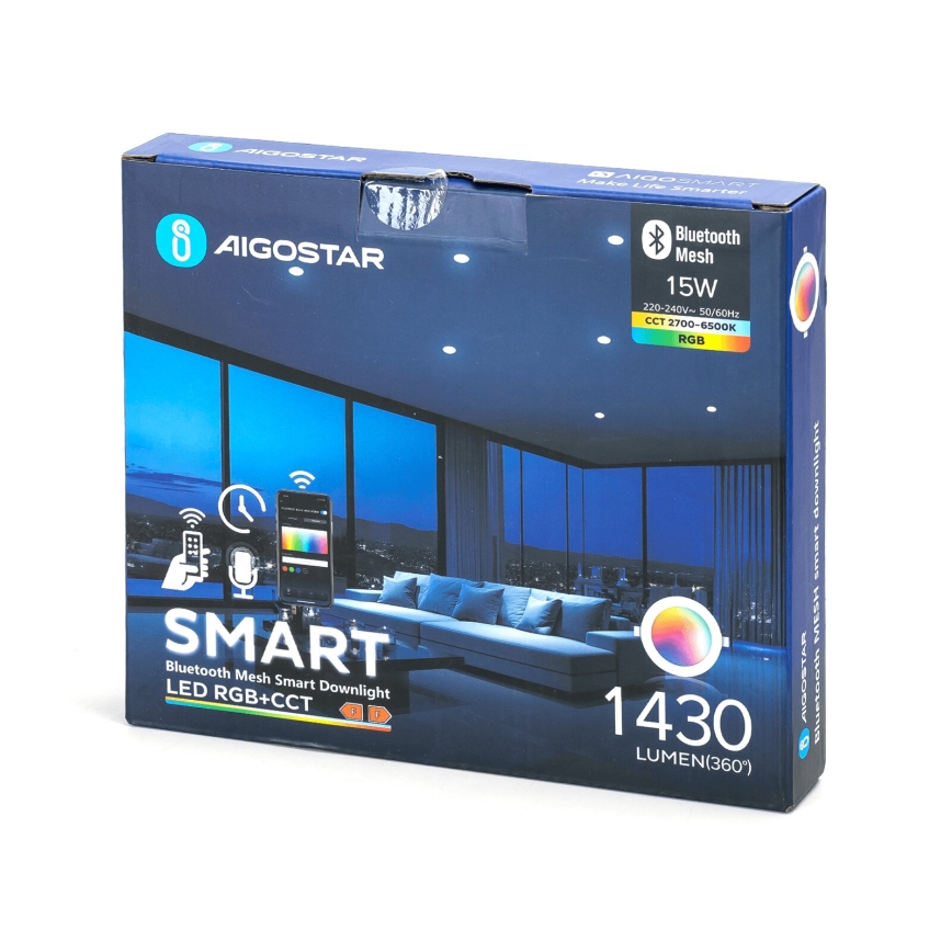 Aigostar - LED RGBW Χωνευτό φωτιστικό οροφής dimming MESH LED/15W/230V 2700-6500K διάμετρος 17 cm