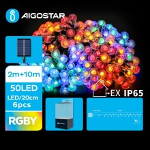 Aigostar - LED Solar διακοσμητικά λαμπάκια 50xLED/8 λειτουργίες 12m IP65 πολύχρωμα