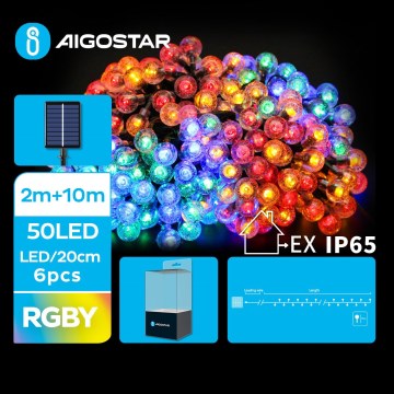 Aigostar - LED Solar διακοσμητικά λαμπάκια 50xLED/8 λειτουργίες 12m IP65 πολύχρωμα