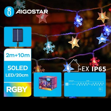 Aigostar - LED Solar Χριστουγεννιάτικα λαμπάκια 50xLED/8 λειτουργίες 12m IP65 πολύχρωμα