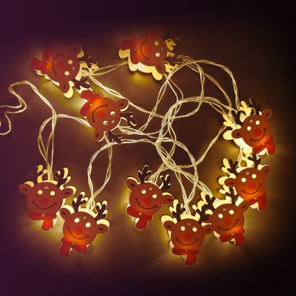 Aigostar - LED γιρλάντα 10xLED/3xAA 1,5m θερμό λευκό τάρανδος