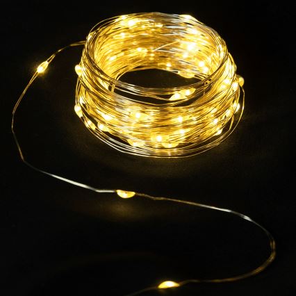 Aigostar - LED Εξωτερική γιρλάντα 50xLED/8 λειτουργίες 3xAA 5,3 m θερμό λευκό
