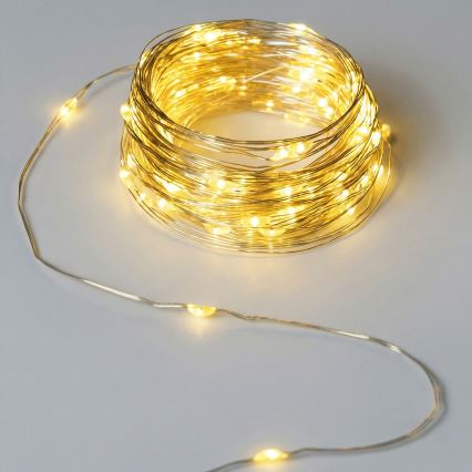 Aigostar - LED Εξωτερική γιρλάντα 50xLED/8 λειτουργίες 3xAA 5,3 m θερμό λευκό