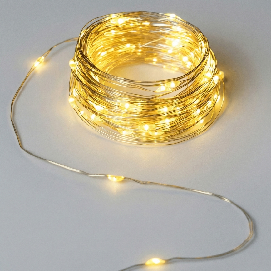 Aigostar - LED Εξωτερική γιρλάντα 50xLED/8 λειτουργίες 3xAA 5,3 m θερμό λευκό