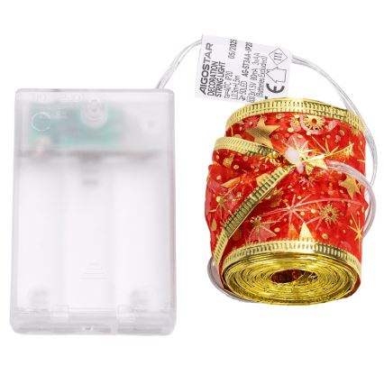 Aigostar - LED γιρλάντα 50xLED/3xAA 5m ζεστό λευκό, κόκκινο