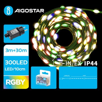Aigostar - LED γιρλάντα εξωτερικού χώρου 300xLED/8 λειτουργίες 33m IP44 πολύχρωμη