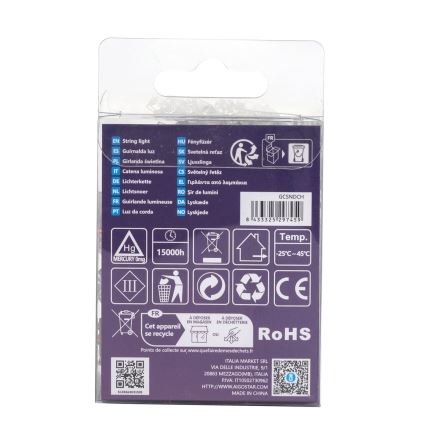 Aigostar - LED γιρλάντα εξωτερικού χώρου 50 LED/8 λειτουργίες 3xAA 5,3 m IP44 πολύχρωμη