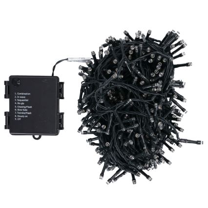 Aigostar - Εξωτερική LED αλυσίδα 500xLED/8 λειτουργίες 4xAA 25,3 m IP44 θερμό λευκό