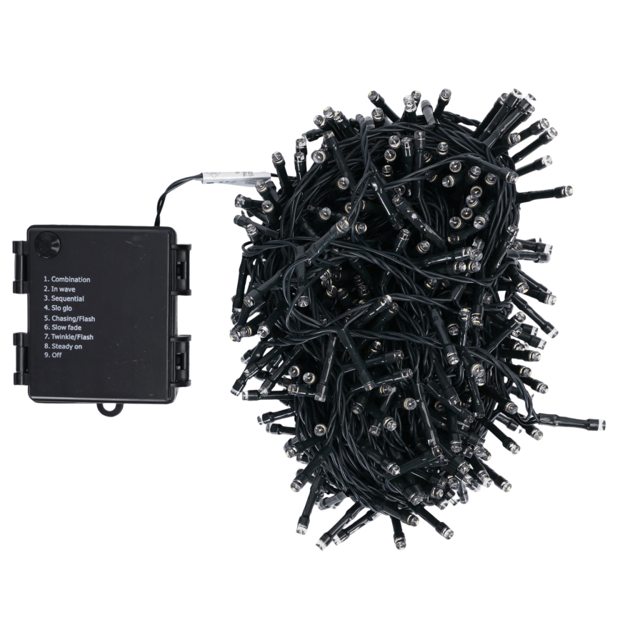 Aigostar - Εξωτερική LED αλυσίδα 500xLED/8 λειτουργίες 4xAA 25,3 m IP44 θερμό λευκό