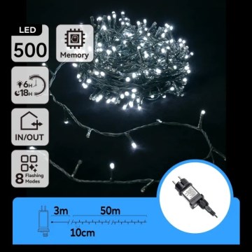 Aigostar - LED γιρλάντα εξωτερικού χώρου 500xLED/8 λειτουργίες 53m IP44 ψυχρό λευκό
