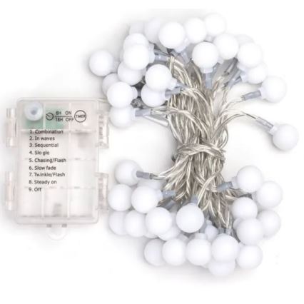 Aigostar - Εξωτερική LED γιρλάντα 50xLED/3xAA/8 λειτουργίες 5,3 m IP44 ψυχρό λευκό