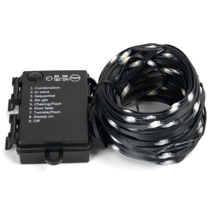 Aigostar - LED γιρλάντα εξωτερικού χώρου 50xLED/8 λειτουργίες 3xAA 5,3m IP44 θερμό λευκό