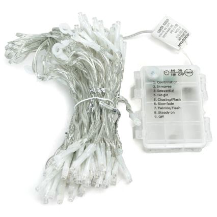 Aigostar - LED γιρλάντα εξωτερικού χώρου για Χριστούγεννα 200xLED/8 λειτουργίες 3xAA 5x2m IP44 θερμό λευκό