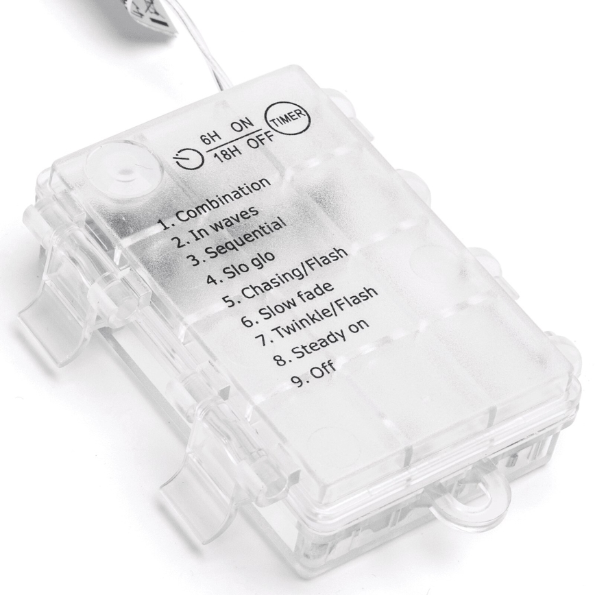 Aigostar - LED γιρλάντα εξωτερικού χώρου για Χριστούγεννα 200xLED/8 λειτουργίες 3xAA 5x2m IP44 θερμό λευκό