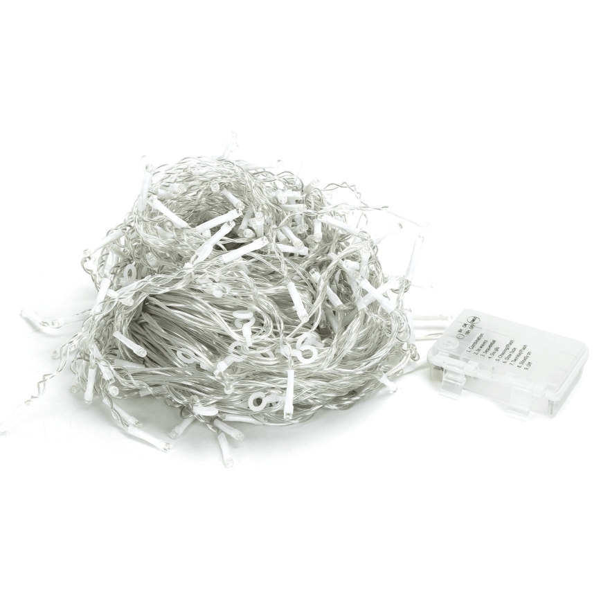 Aigostar - LED χριστουγεννιάτικα φωτάκια για εξωτερικούς χώρους 300xLED/8 λειτουργίες 3xAA 18x0,6 m IP44 ψυχρό λευκό