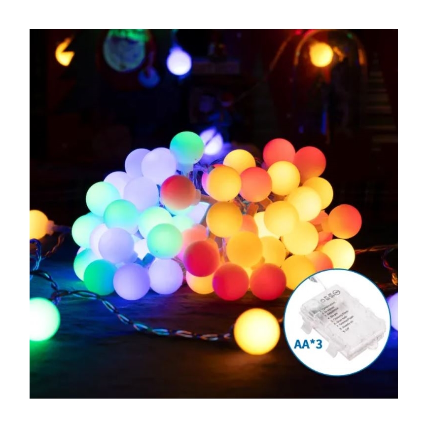 Aigostar - LED εξωτερική χριστουγεννιάτικη γιρλάντα 100xLED/3xAA/8 λειτουργίες 10,3 m IP44 πολύχρωμη