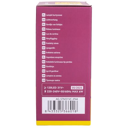 Aigostar - Χριστουγεννιάτικη εξωτερική γιρλάντα LED 120 LED/6W/230V/8 λειτουργίες 3x0,6m IP44 θερμό λευκό + τηλεχειριστήριο