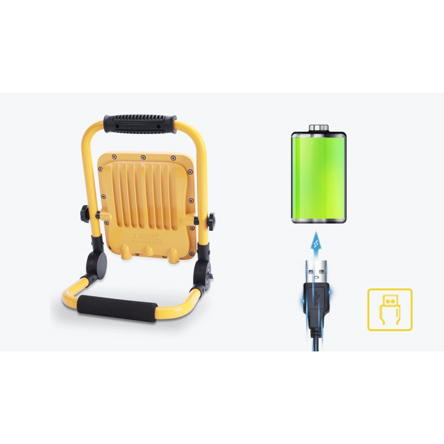 Aigostar - LED Ρυθμιζόμενος Φορτιζόμενος Προβολέας LED/100W/5V 6500K IP65 15000 mAh