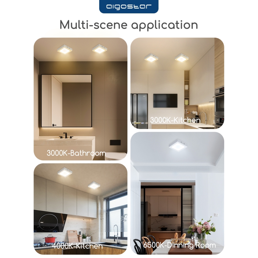 Aigostar - LED επιφανειακό φωτιστικό οροφής LED/18W/230V 4000K 22,6x22,6 cm λευκό