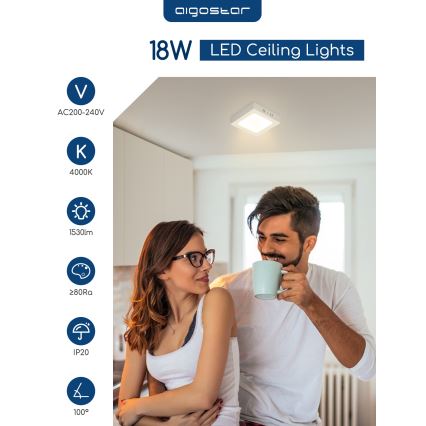 Aigostar - LED επιφανειακό φωτιστικό οροφής LED/18W/230V 4000K 22,6x22,6 cm λευκό